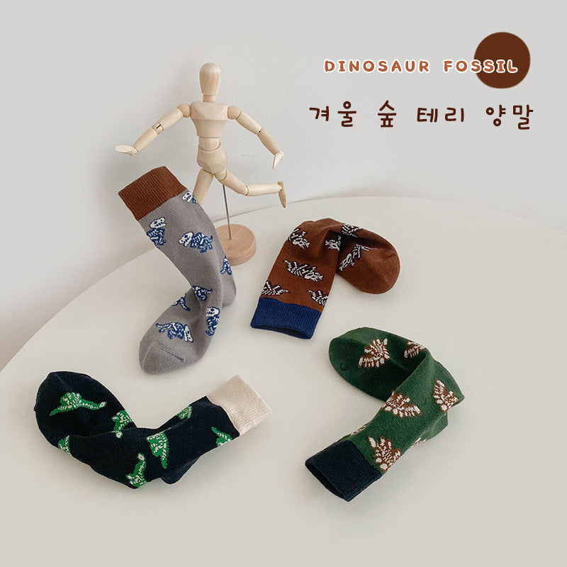 4 Pairs Boys Dinosaur Cartoon Accessories Socks
