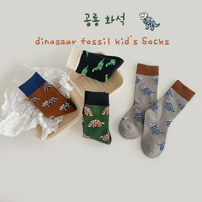 4 Pairs Boys Dinosaur Cartoon Accessories Socks