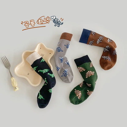 4 Pairs Boys Dinosaur Cartoon Accessories Socks