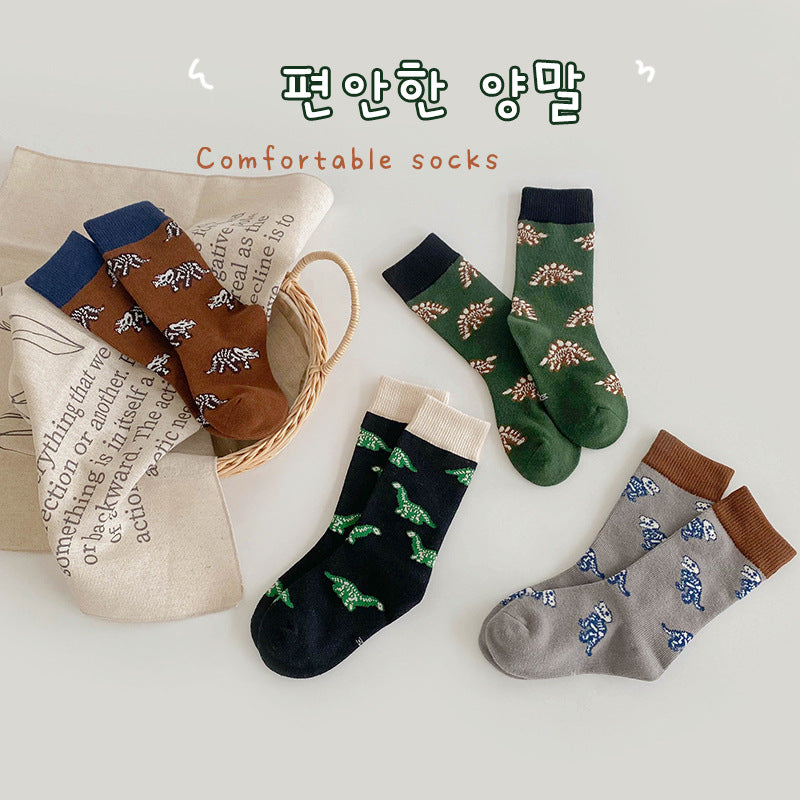 4 Pairs Boys Dinosaur Cartoon Accessories Socks