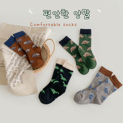 4 Pairs Boys Dinosaur Cartoon Accessories Socks