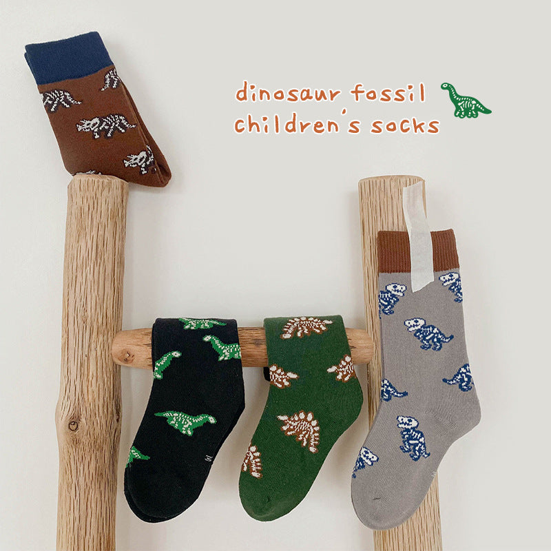 4 Pairs Boys Dinosaur Cartoon Accessories Socks