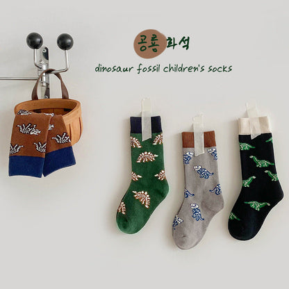 4 Pairs Boys Dinosaur Cartoon Accessories Socks