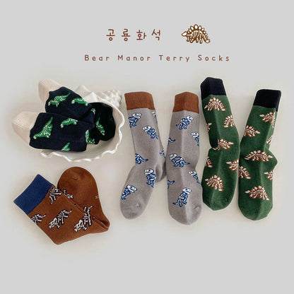 4 Pairs Boys Dinosaur Cartoon Accessories Socks