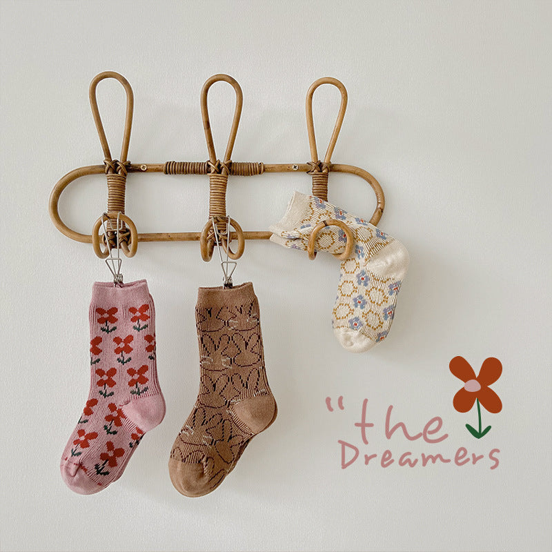 3 Pairs Girls Flower Cartoon Accessories Socks