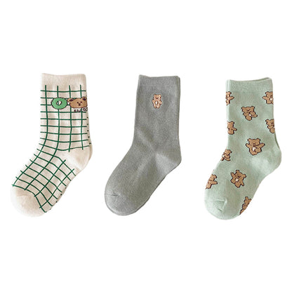 Girls Checked Cartoon Accessories Socks