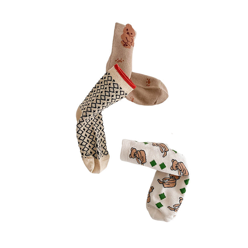 Unisex Checked Cartoon Accessories Socks Wholesale