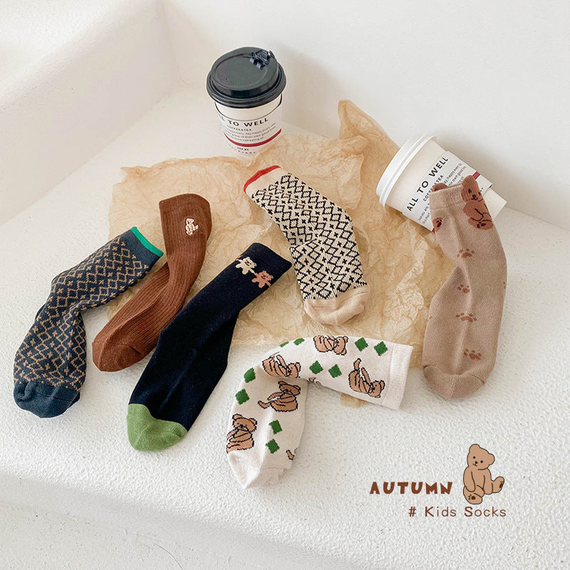 Unisex Checked Cartoon Accessories Socks Wholesale