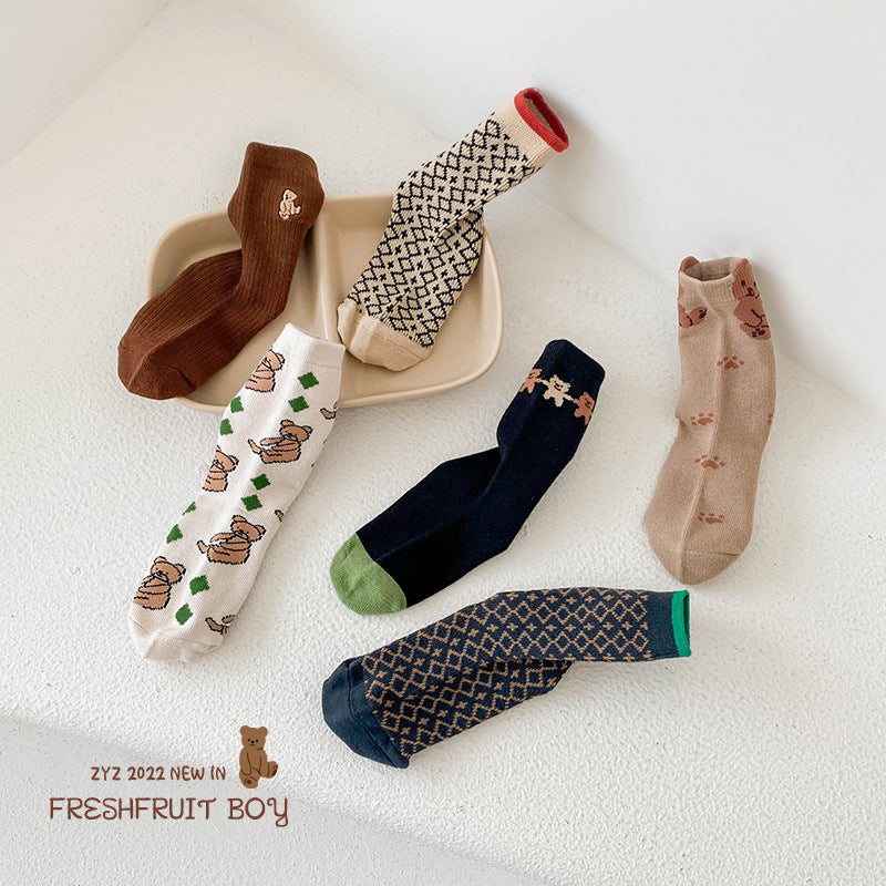 Unisex Checked Cartoon Accessories Socks Wholesale