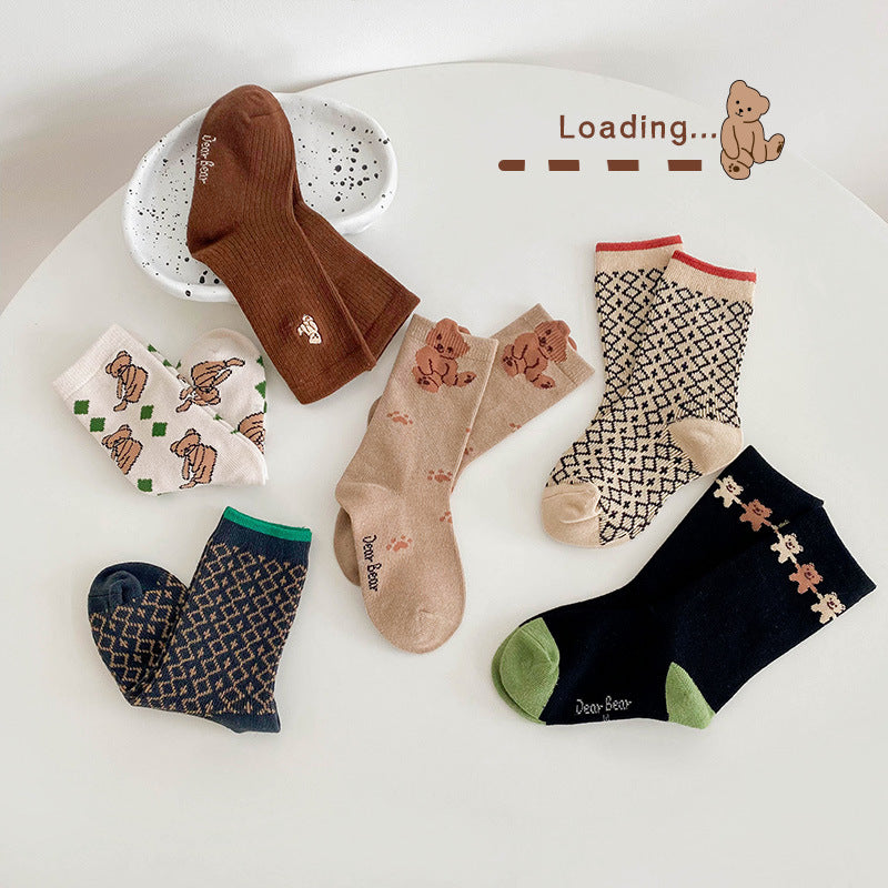 Unisex Checked Cartoon Accessories Socks Wholesale