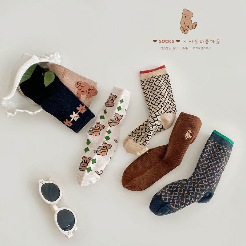 Unisex Checked Cartoon Accessories Socks Wholesale