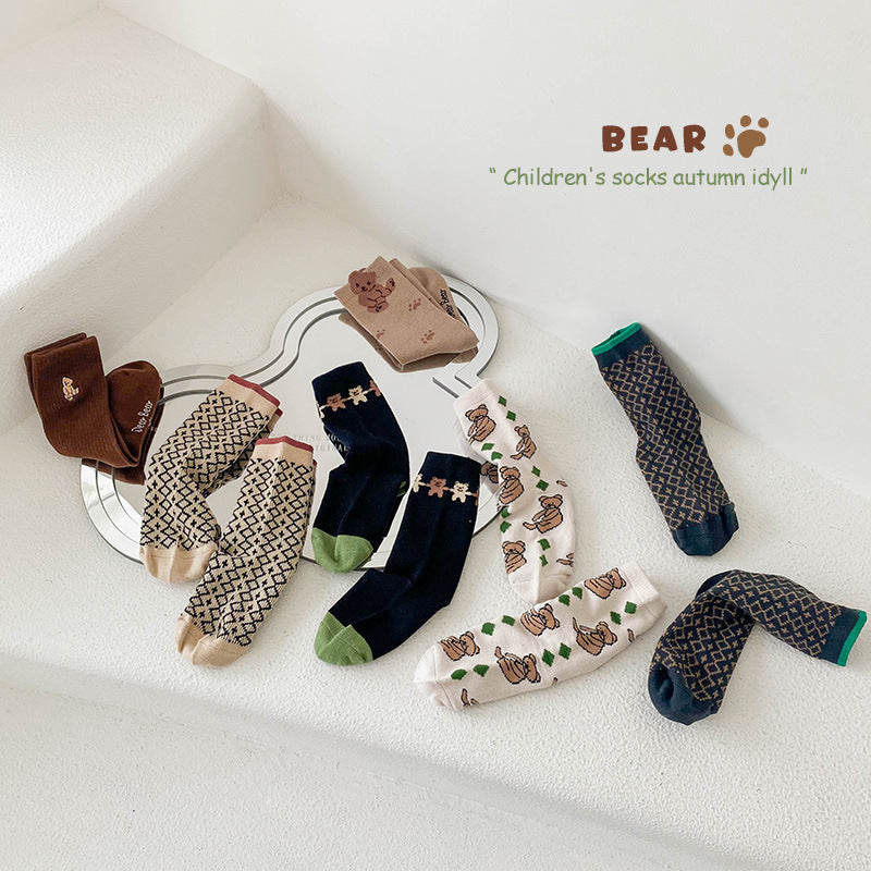 Unisex Checked Cartoon Accessories Socks Wholesale