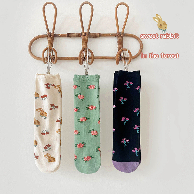 3 Pairs Girls Flower Cartoon Accessories Socks Wholesale