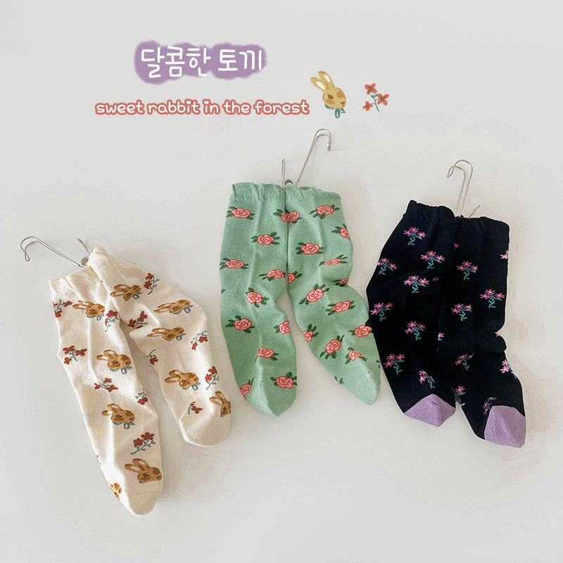 3 Pairs Girls Flower Cartoon Accessories Socks Wholesale
