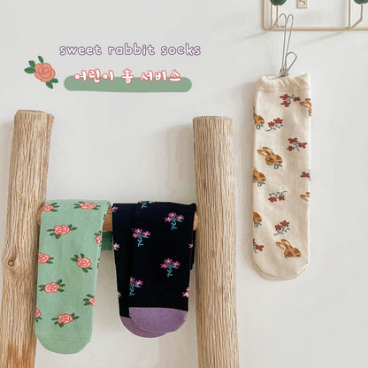 3 Pairs Girls Flower Cartoon Accessories Socks Wholesale