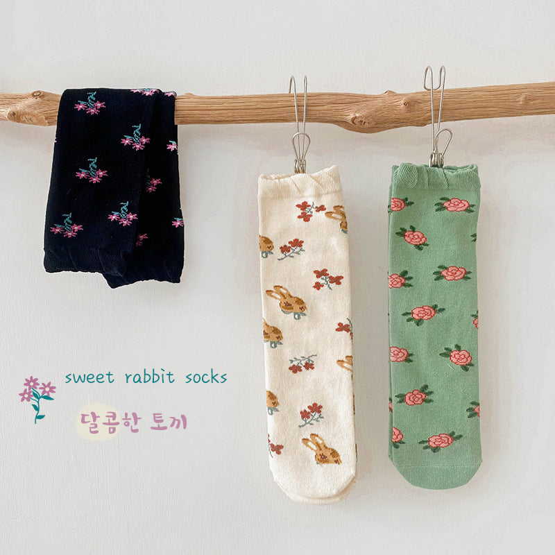 3 Pairs Girls Flower Cartoon Accessories Socks Wholesale