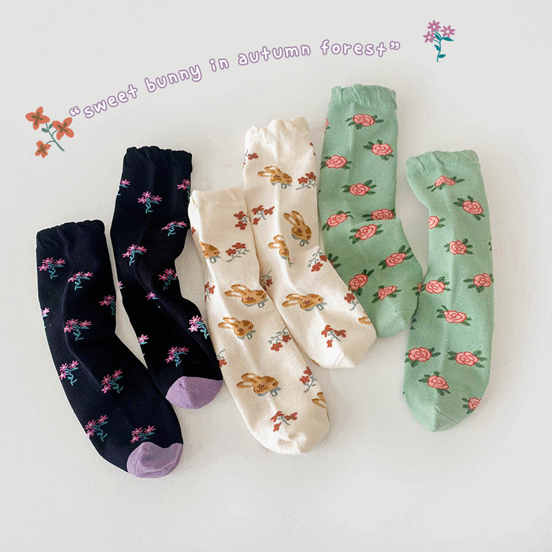 3 Pairs Girls Flower Cartoon Accessories Socks Wholesale