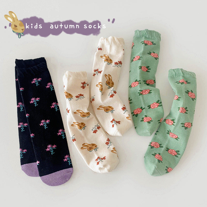3 Pairs Girls Flower Cartoon Accessories Socks Wholesale