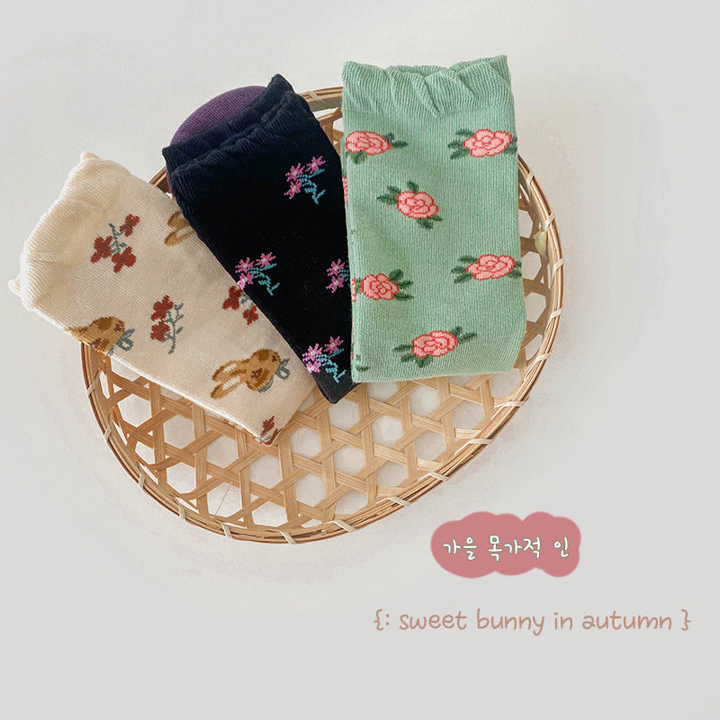 3 Pairs Girls Flower Cartoon Accessories Socks Wholesale