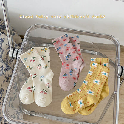 Girls Flower Checked Accessories Socks Wholesale 230114309