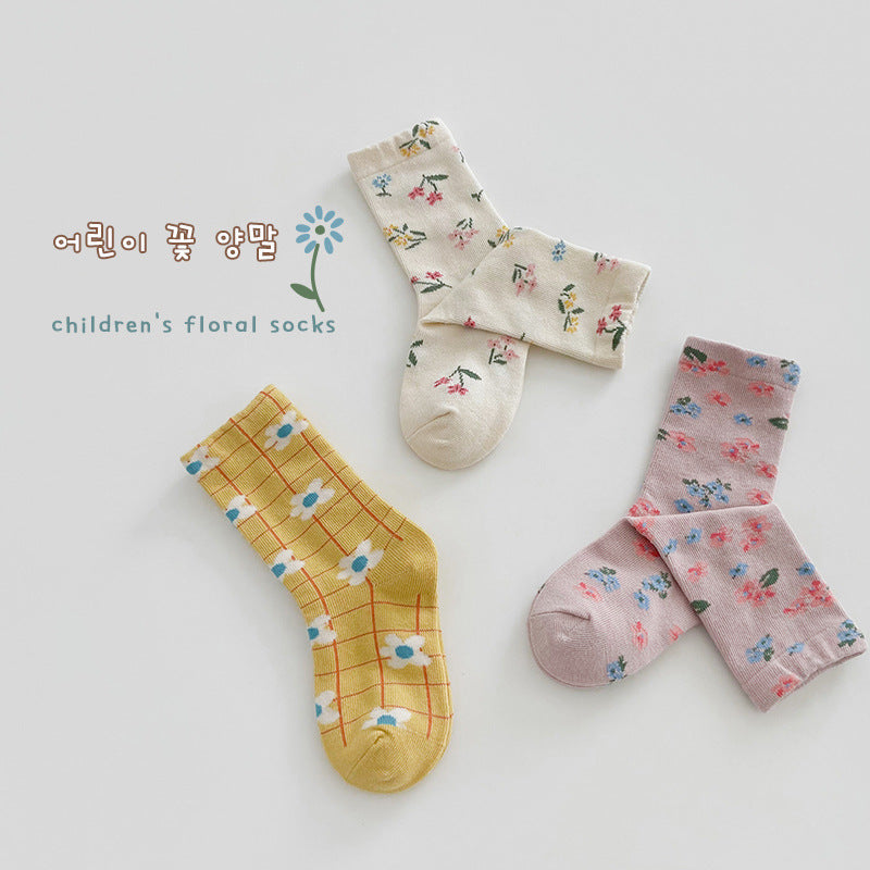 Girls Flower Checked Accessories Socks Wholesale 230114309