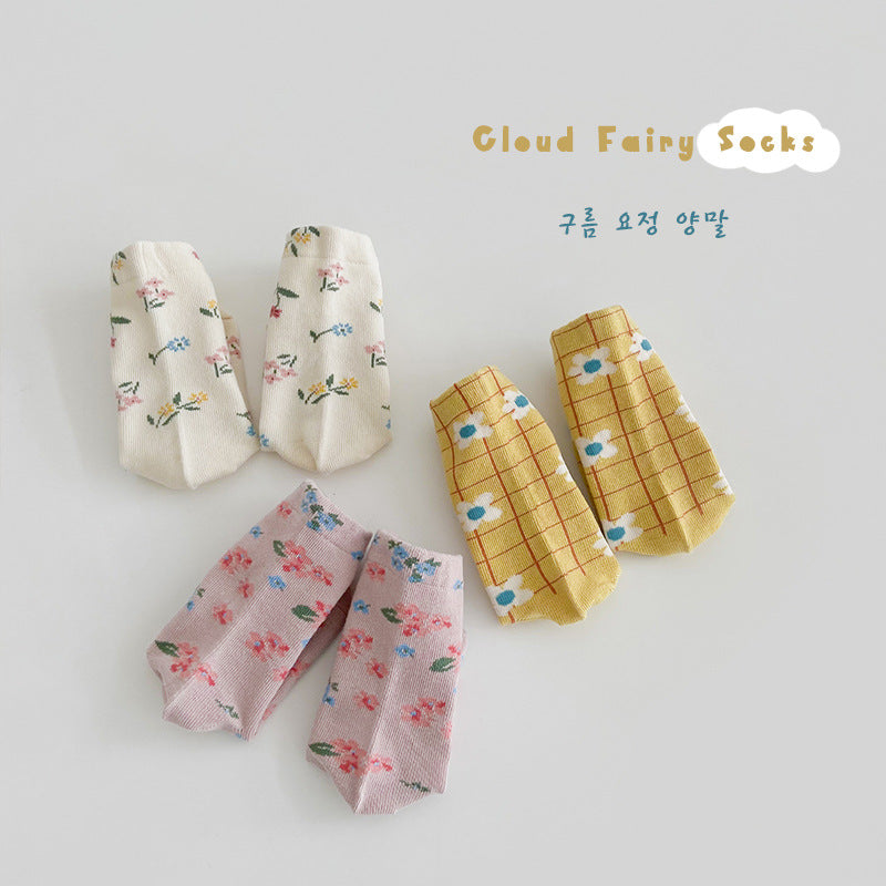 Girls Flower Checked Accessories Socks Wholesale 230114309