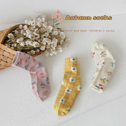 Girls Flower Checked Accessories Socks Wholesale 230114309