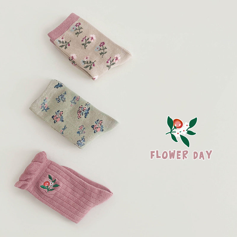 Girls Flower Embroidered Accessories Socks Wholesale 230114324