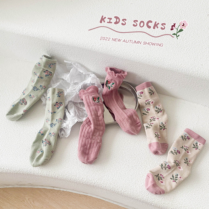 Girls Flower Embroidered Accessories Socks Wholesale 230114324