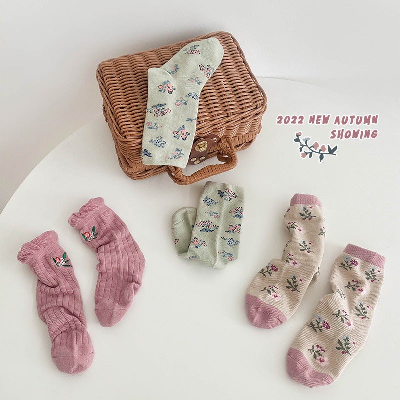 Girls Flower Embroidered Accessories Socks Wholesale 230114324