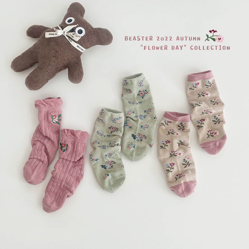 Girls Flower Embroidered Accessories Socks Wholesale 230114324