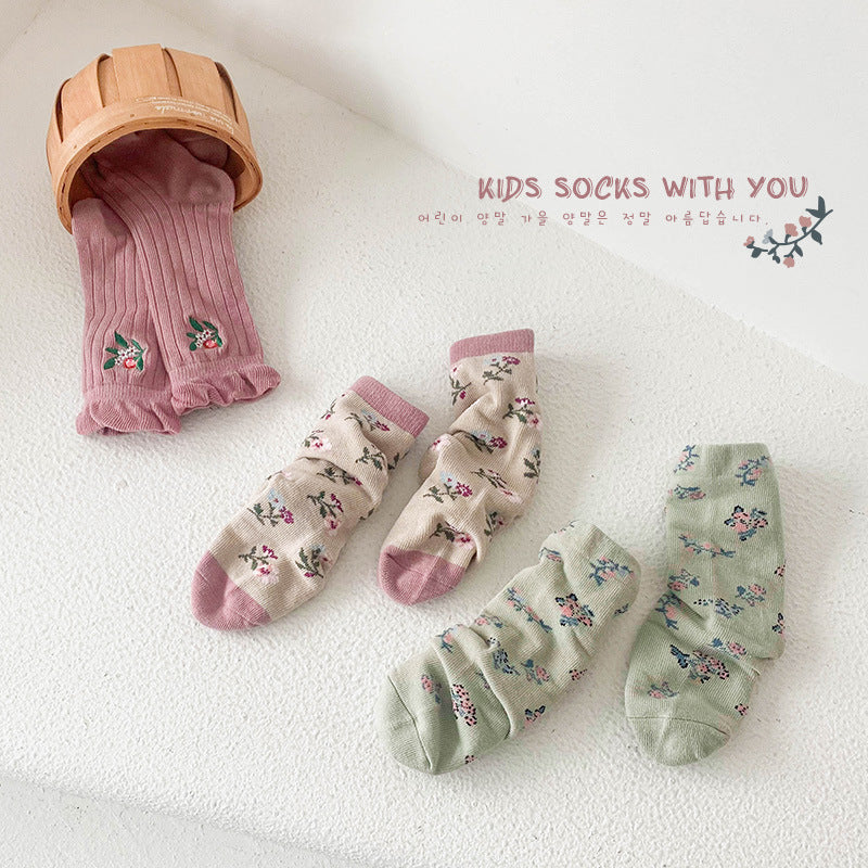 Girls Flower Embroidered Accessories Socks Wholesale 230114324