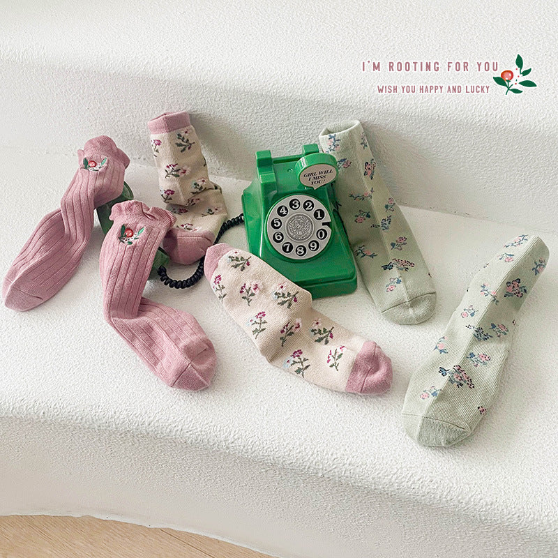 Girls Flower Embroidered Accessories Socks Wholesale 230114324