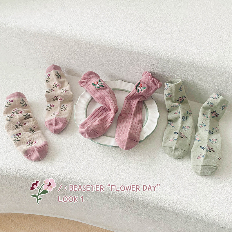 Girls Flower Embroidered Accessories Socks Wholesale 230114324