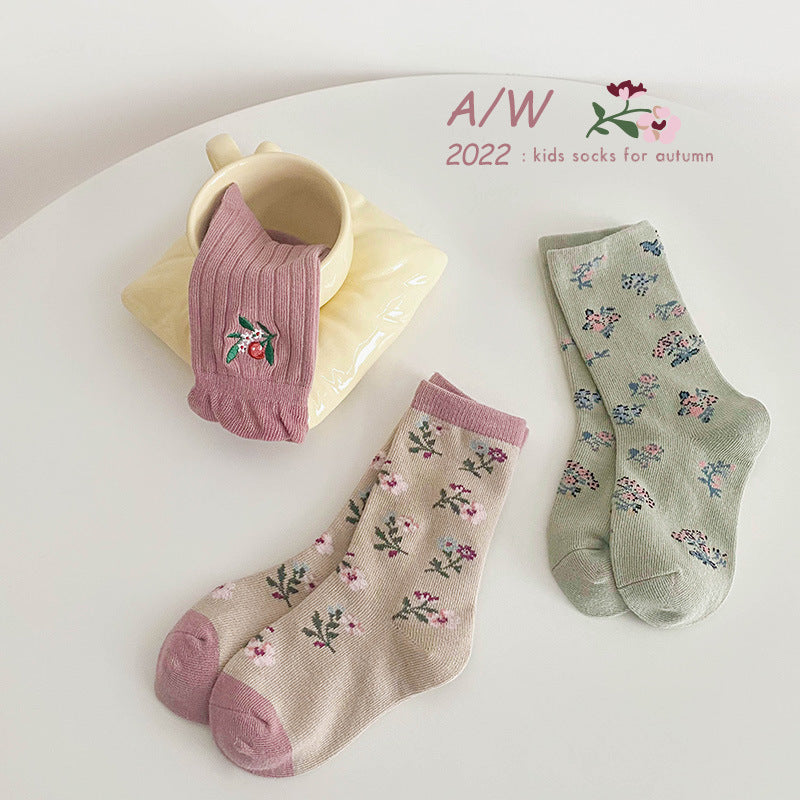 Girls Flower Embroidered Accessories Socks Wholesale 230114324