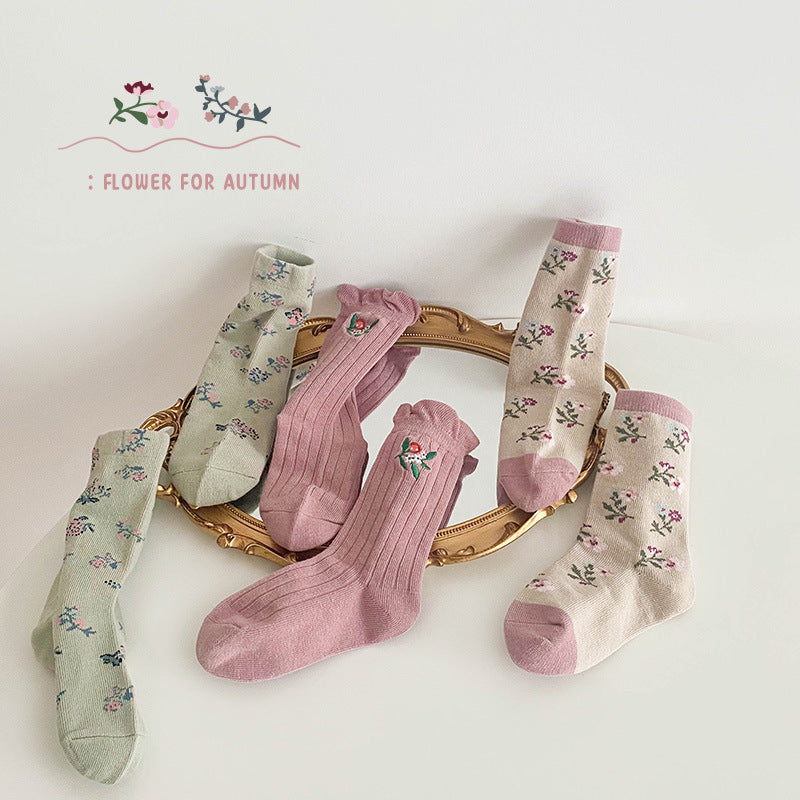 Girls Flower Embroidered Accessories Socks Wholesale 230114324