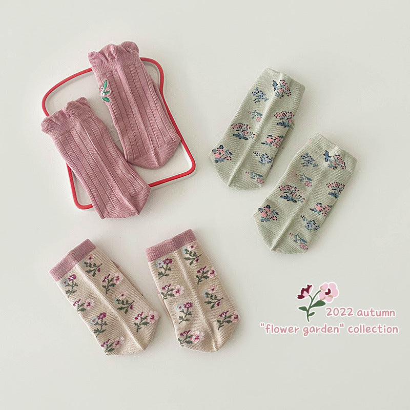 Girls Flower Embroidered Accessories Socks Wholesale 230114324