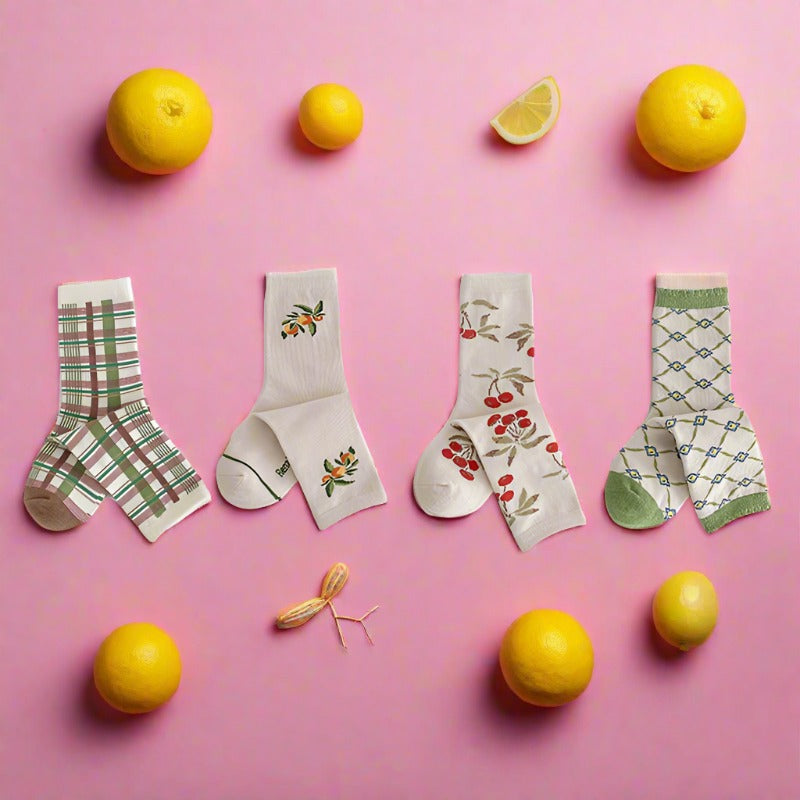 Unisex Fruit Checked Accessories Socks Wholesale