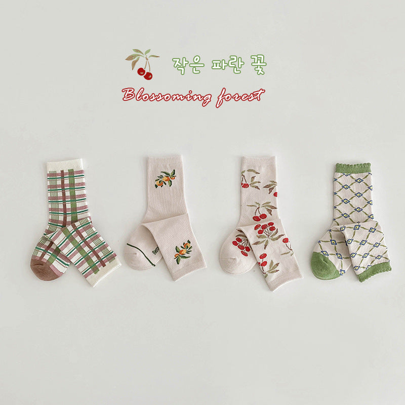 Unisex Fruit Checked Accessories Socks Wholesale