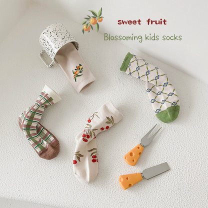 Unisex Fruit Checked Accessories Socks Wholesale