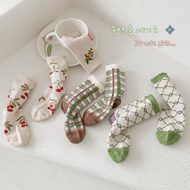 Unisex Fruit Checked Accessories Socks Wholesale