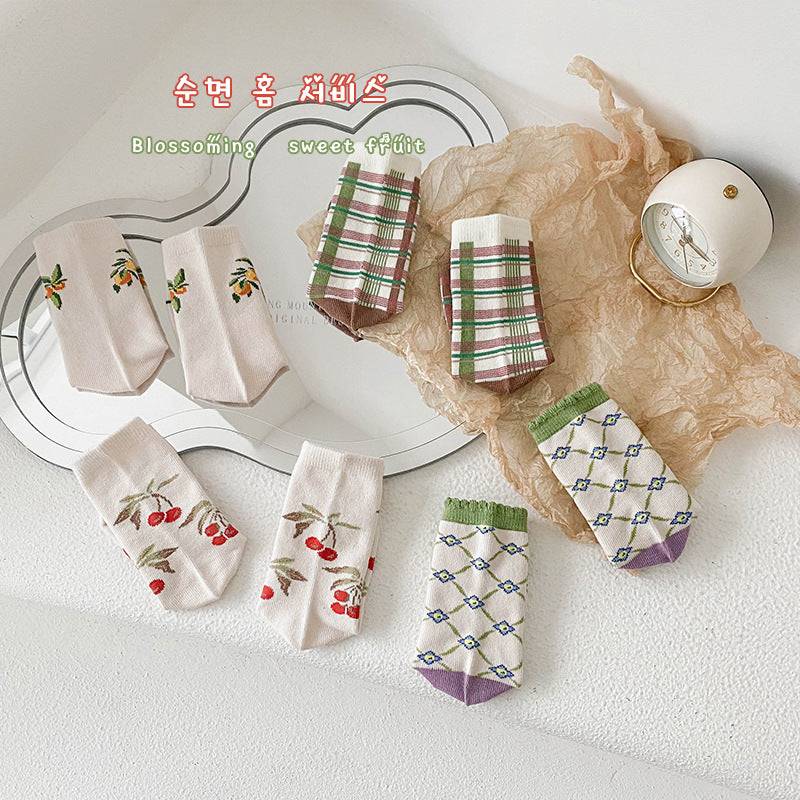 Unisex Fruit Checked Accessories Socks Wholesale