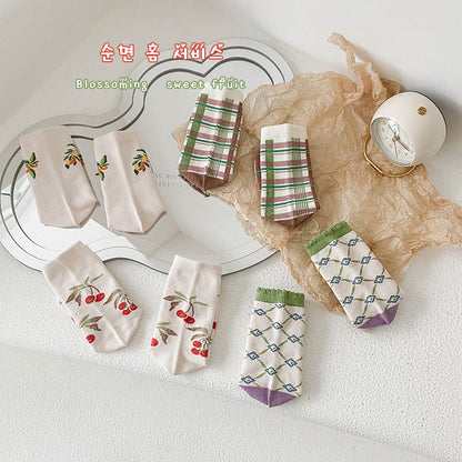 Unisex Fruit Checked Accessories Socks Wholesale