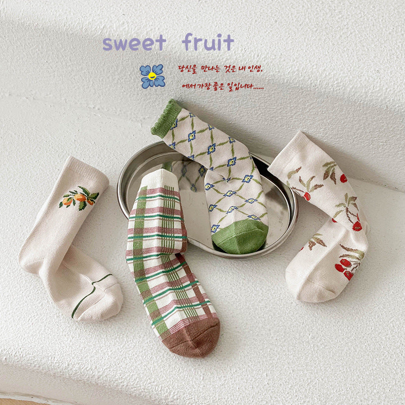 Unisex Fruit Checked Accessories Socks Wholesale