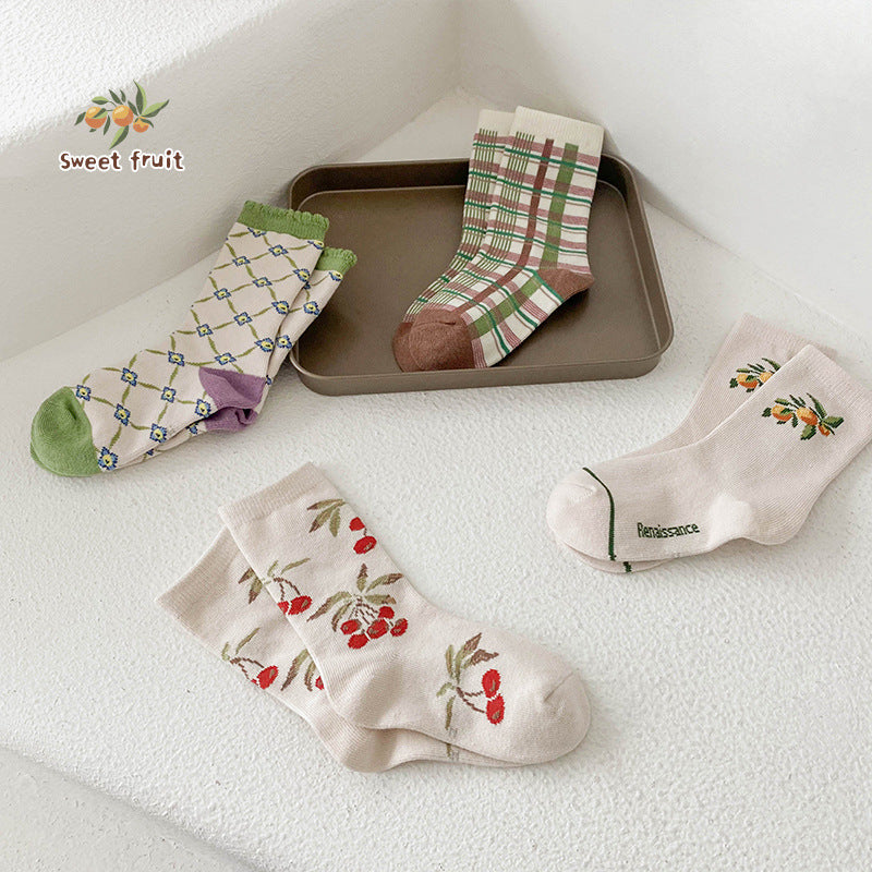 Unisex Fruit Checked Accessories Socks Wholesale