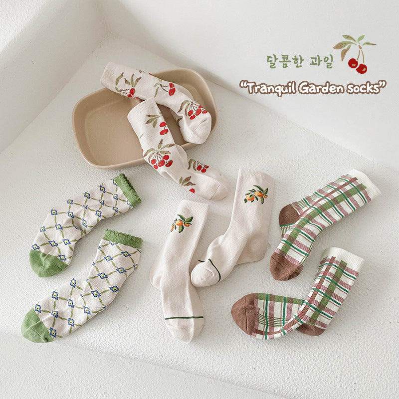 Unisex Fruit Checked Accessories Socks Wholesale