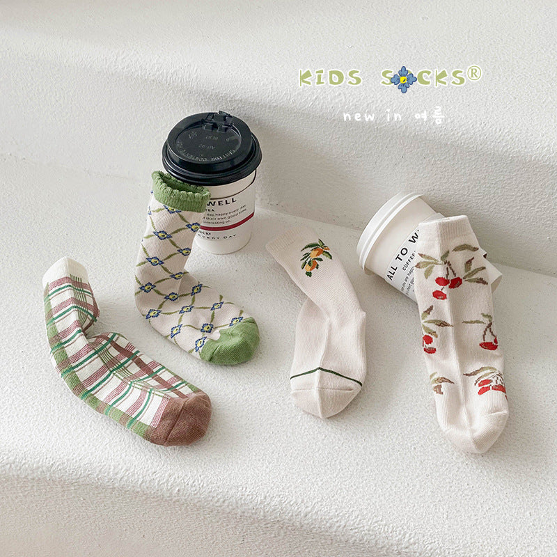 Unisex Fruit Checked Accessories Socks Wholesale