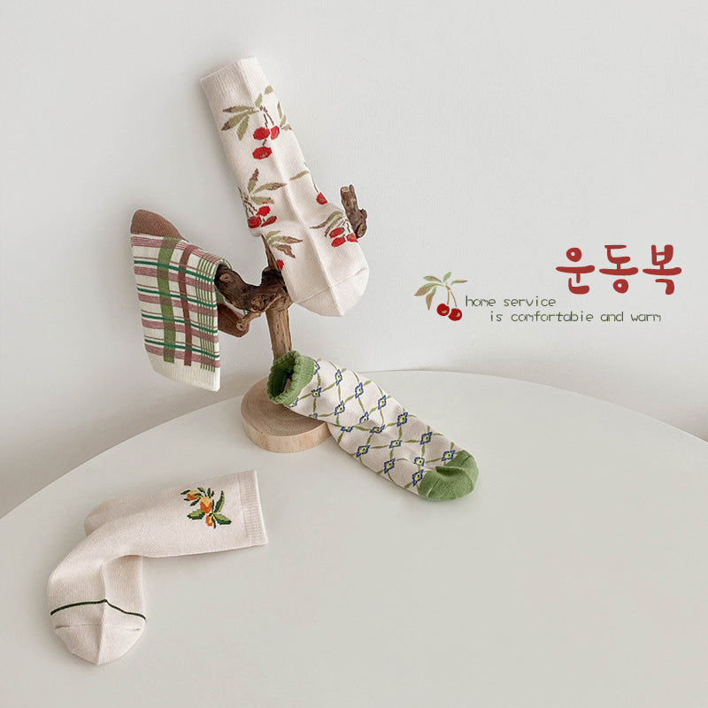 Unisex Fruit Checked Accessories Socks Wholesale