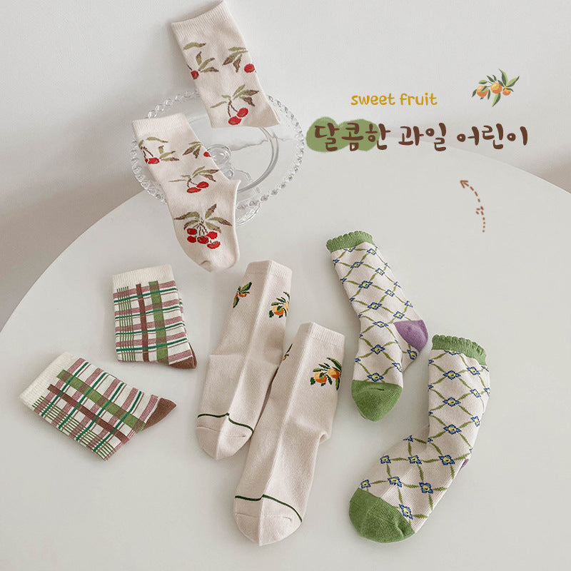 Unisex Fruit Checked Accessories Socks Wholesale