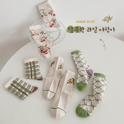 Unisex Fruit Checked Accessories Socks Wholesale